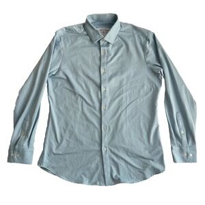 Mizzen + Main Spinnaker Shirt Mens Large Trim Fit‎ Blue White Plaid Button Up